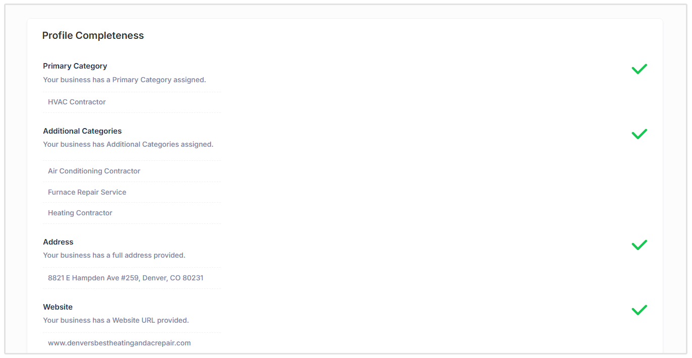 GBP profile completeness